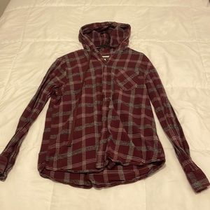 Birch Black long sleeve hooded flannel size L
